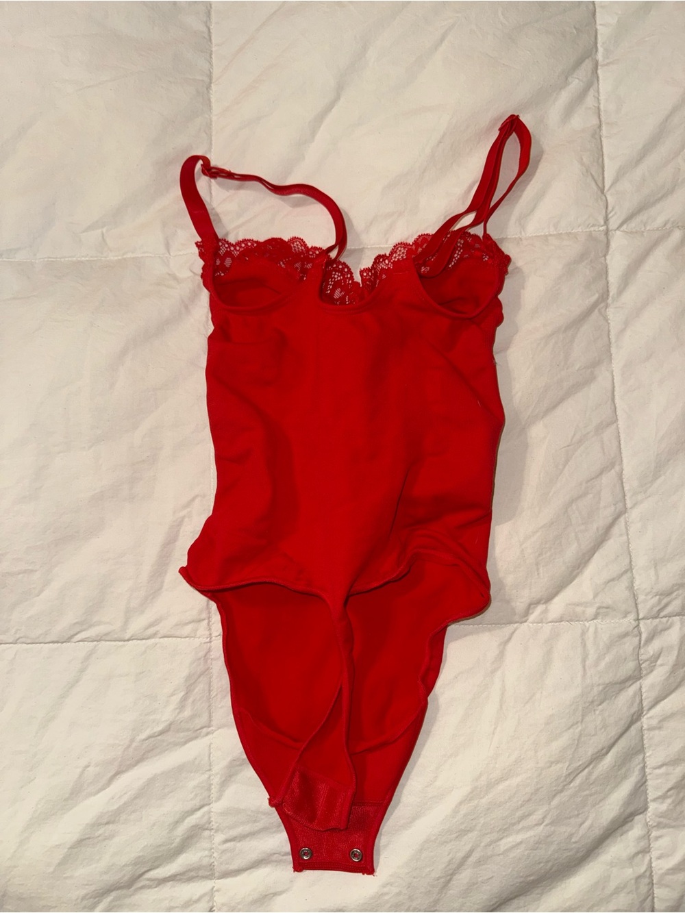 SKIMS Red Lace-Trim Bodysuit